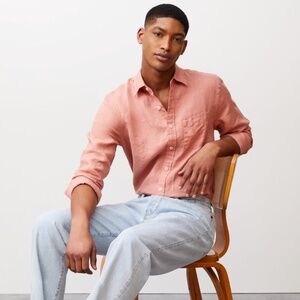 NWT Todd Snyder Baird McNutt Slim-Fit Sea Soft Irish Linen Shirt Dark Coral L